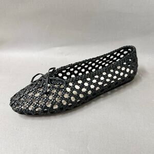 Le Monde Beryl Regency bow-embellished woven leather ballet flats Euro 40 US 10